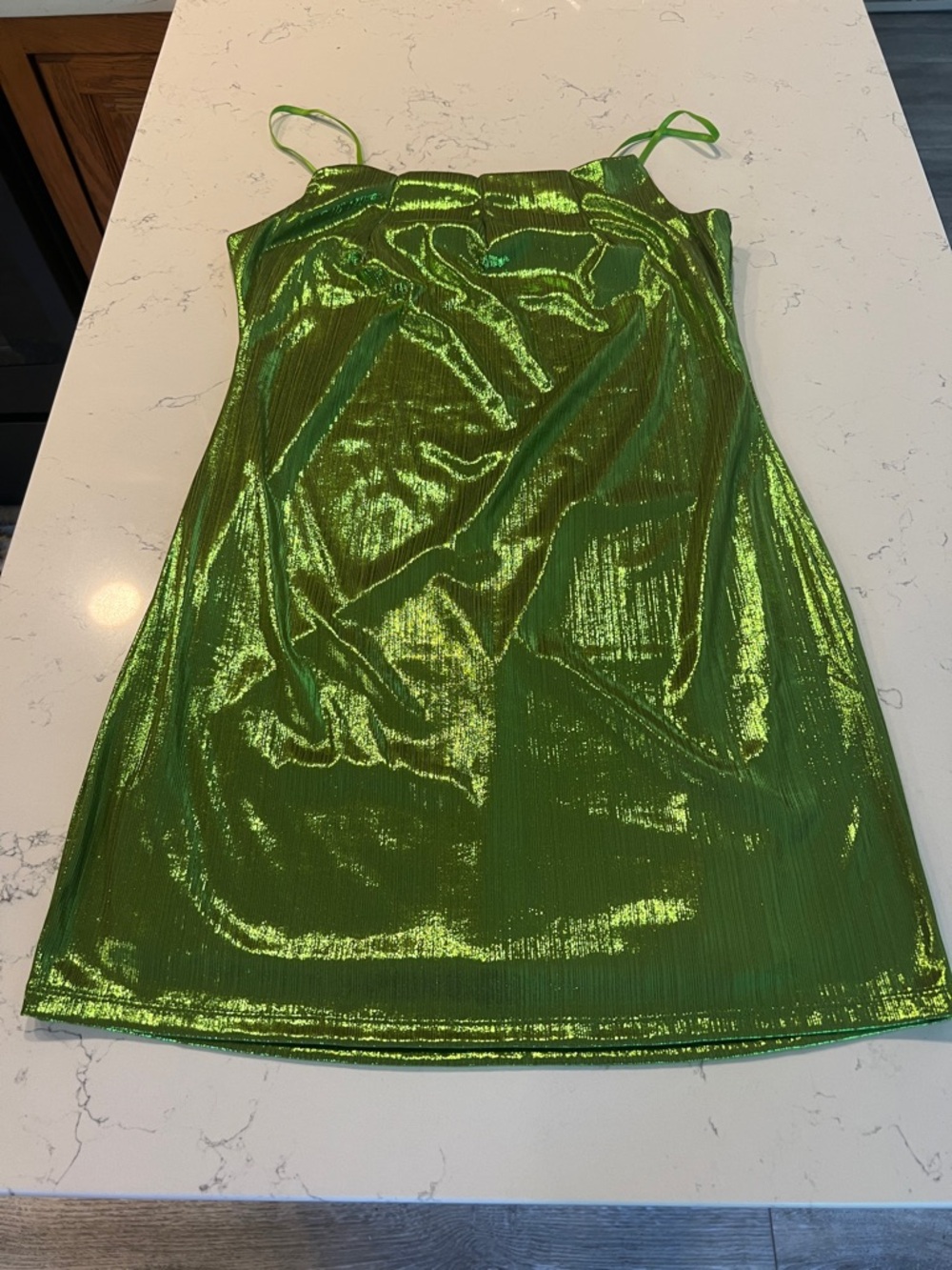 Sincerely Jules Shimmer Green Slip Dress